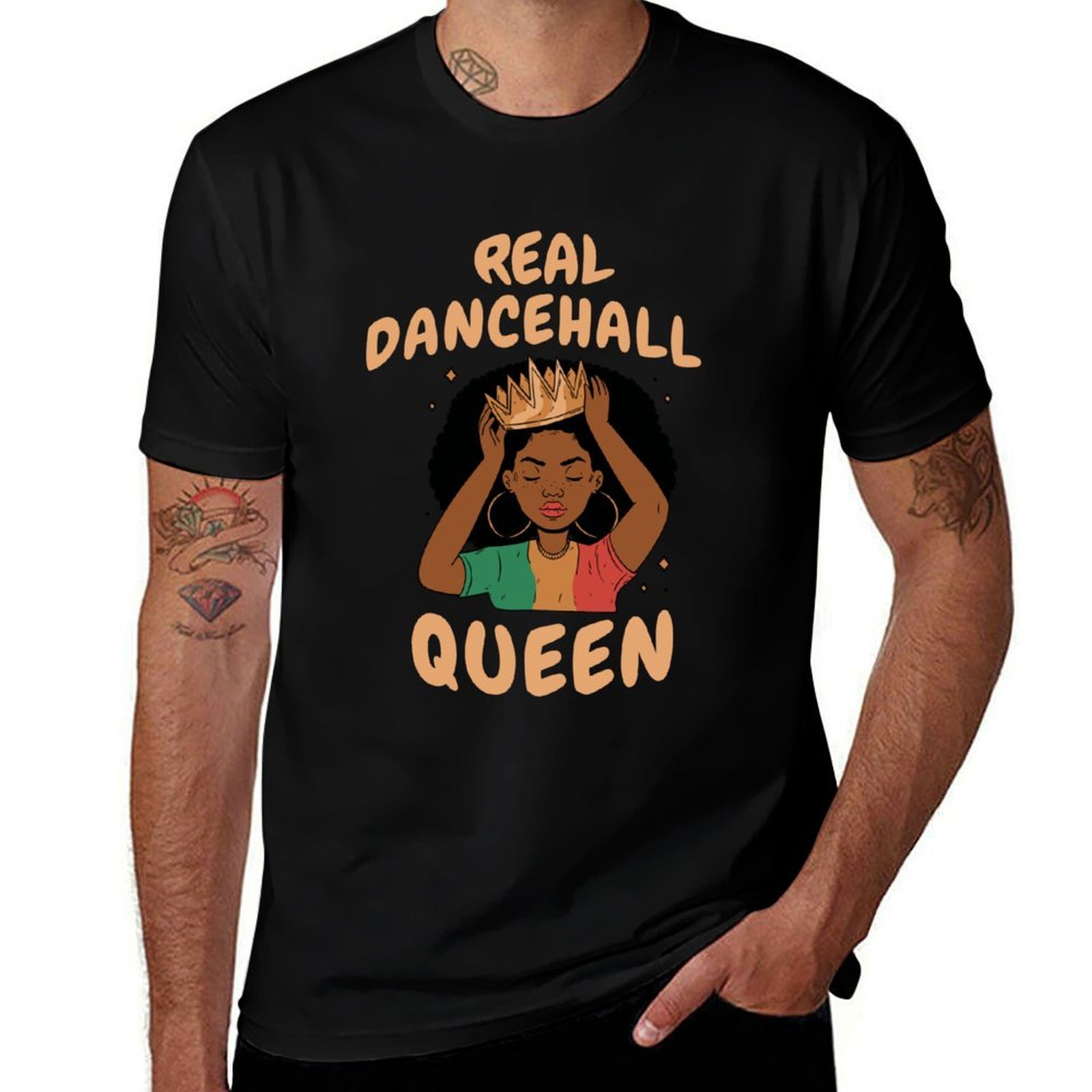 Queen Street Fashion - リアルダンスホールクイーンTシャツ ストリートファッション カジュアルTシャツ