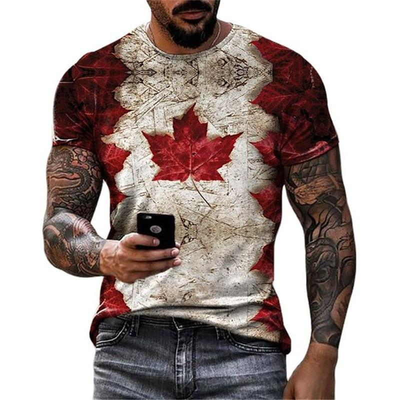 レトロカナダ国旗 Tシャツ 3D プリントストリートメープル - Street Fashion Canada のレビューと価格