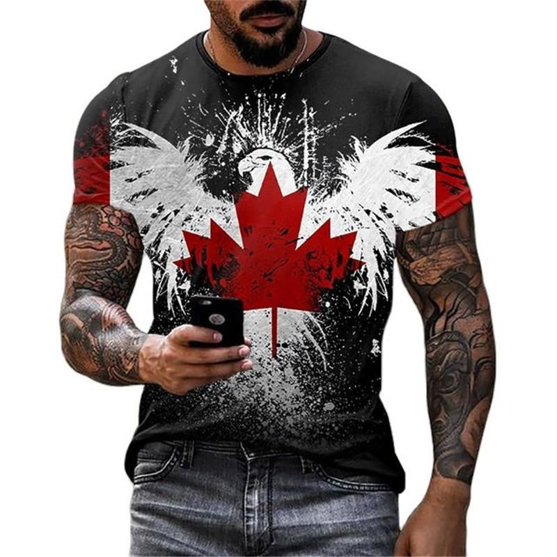 レトロカナダ国旗 Tシャツ 3D プリントストリートメープル - Street Fashion Canada のレビューと価格