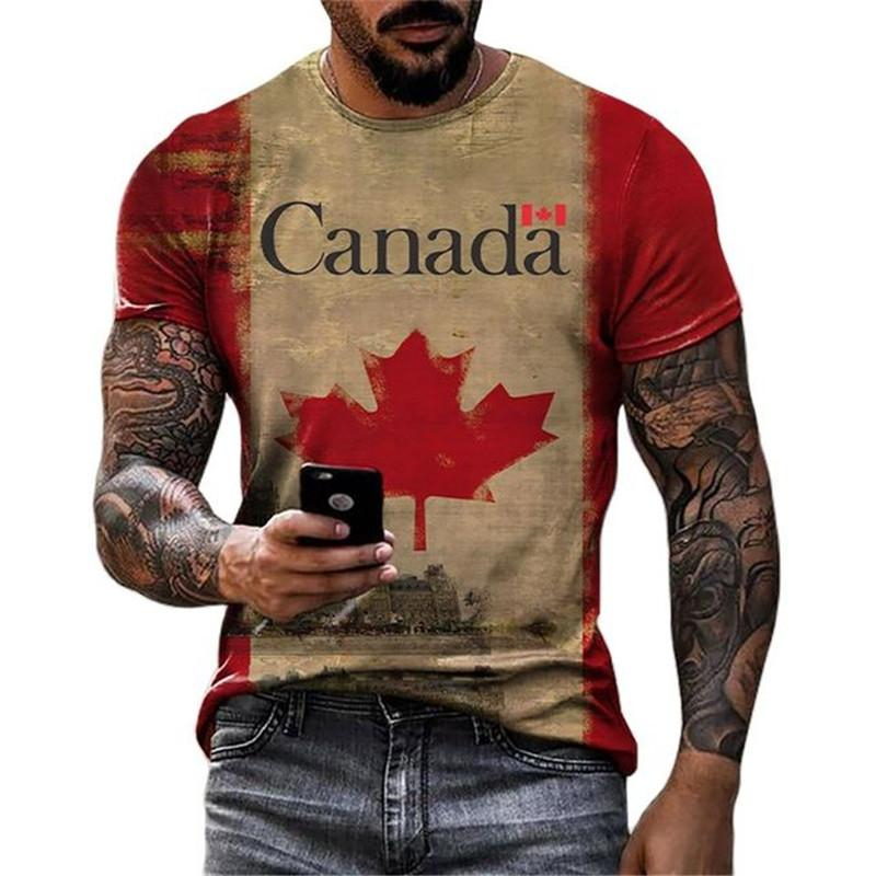 レトロカナダ国旗 Tシャツ 3D プリントストリートメープル - Street Fashion Canada のレビューと価格