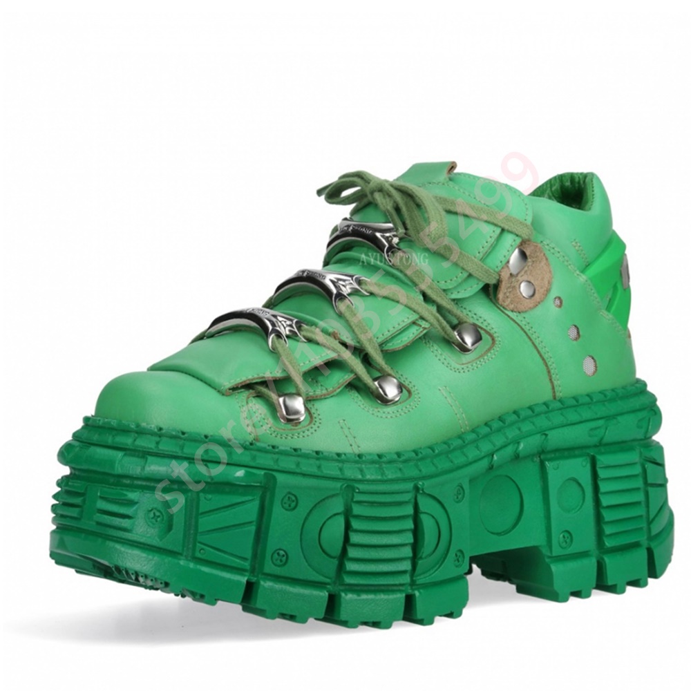 厚底パンクリベットY2Kショートブーツ2025秋新作ラウンド - Street Fashion Y2K のレビューと価格