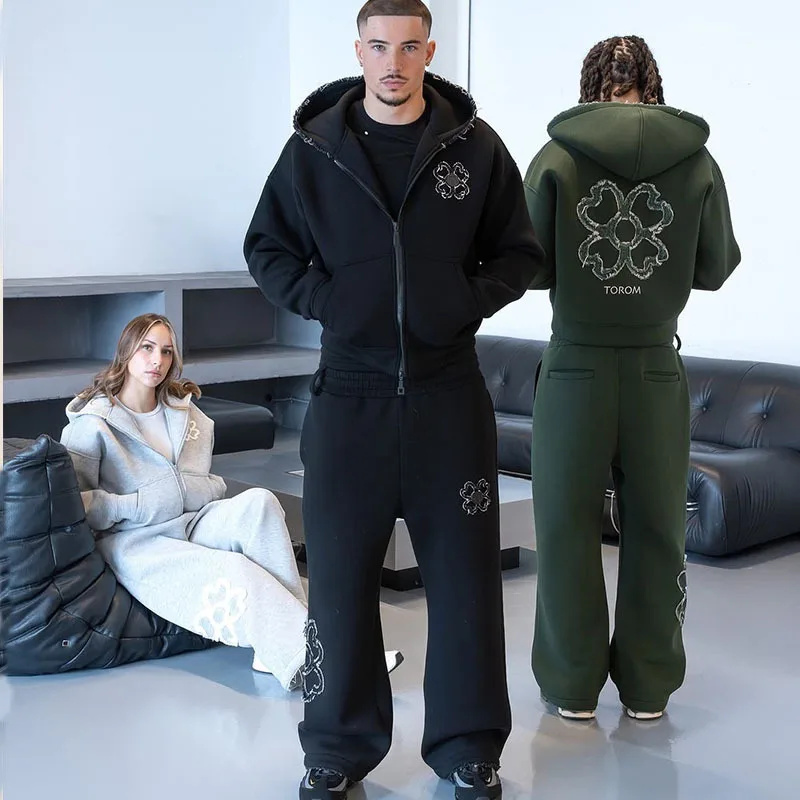 春秋オーバーサイズ四つ葉のクローバーアップリケジップアップフ - Street Fashion Y2K のレビューと価格