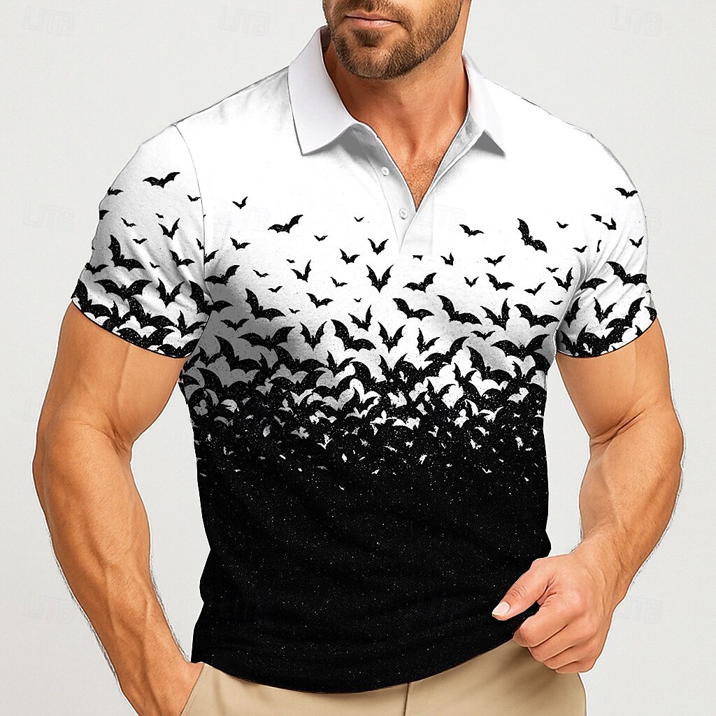 2025年ハロウィン メンズ バットファッション 半袖ポロシ - Street Fashion Men 2025 のレビューと価格