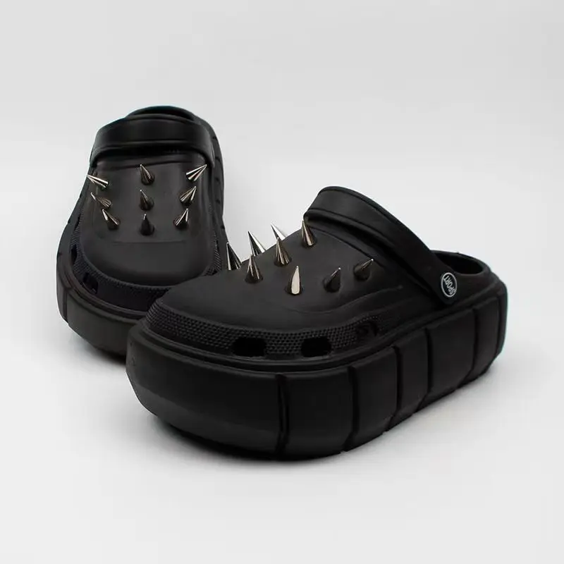 Y2K スタイルリベットホールシューズ女性の夏厚底パンクレト - Street Fashion Y2K のレビューと価格