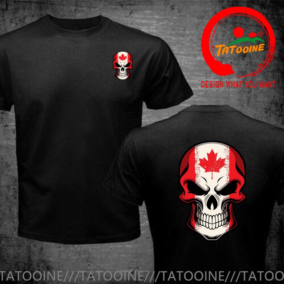 面白いデザインのカナダ国旗が描かれたスカル SRed ダブル - Street Fashion Canada のレビューと価格