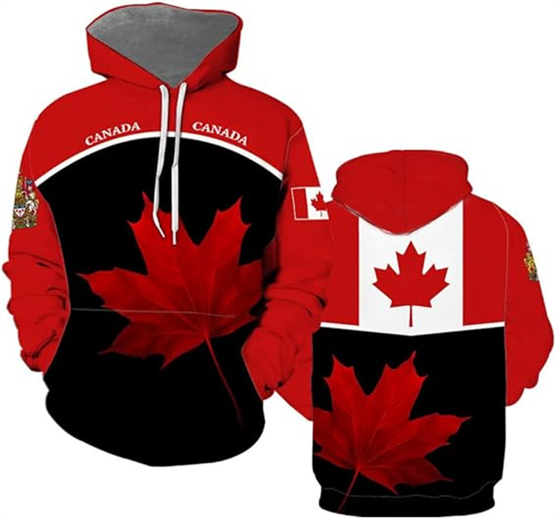 カナダパーカーメープルリーフ 3d プリントパーカー男性女性 - Street Fashion Canada のレビューと価格