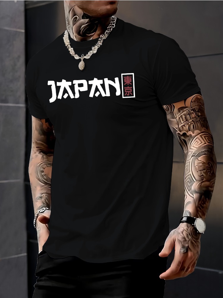 男性用半袖クルーネックTシャツ 日本 東京 漢字プリント 薄 - Street Fashion For Short Guys のレビューと価格
