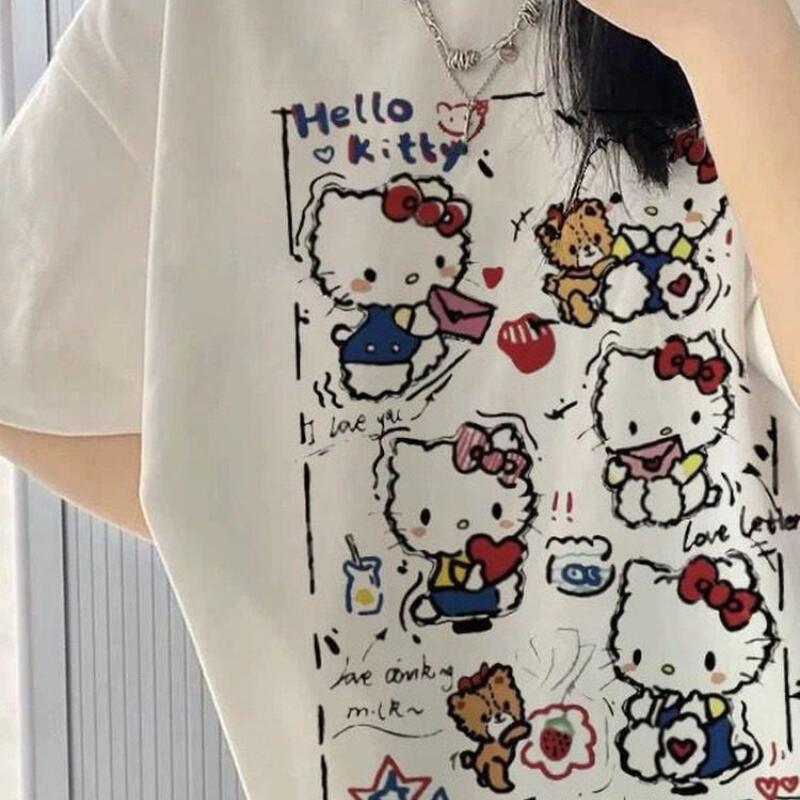 半袖サマーハローキティグラフィティプリントTシャツ レディー - Street Fashion Y2K のレビューと価格