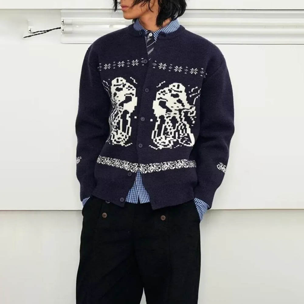 秋の新作メンズ Y2K グラフィック長袖セーター アメリカン - Street Fashion Men 2025 のレビューと価格