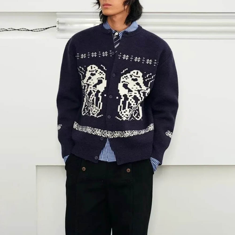 秋の新作メンズ Y2K グラフィック長袖セーター アメリカン - Street Fashion Men 2025 のレビューと価格